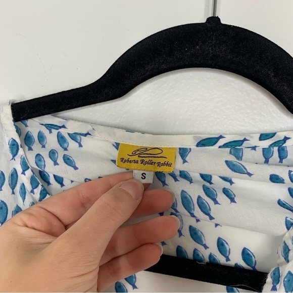 Roberta roller rabbit fish all over print blouse - Picture 3 of 7